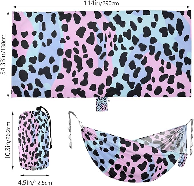 Leopard Print 330lb Capacity Hammocks for Camping with Hanging Rope Cloth Hammock for Indoor Outdoor Patio Bases para hamacas para adultos