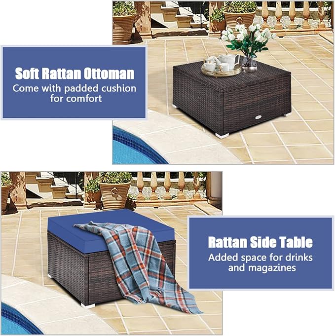 HAPPYGRILL 4 Pieces Patio Conversation Set Outdoor Wicker Sofa Set, Modern Sectional Couch Set with Washable Cushions & Pillows, All Weather PE Rattan Patio Furniture Set