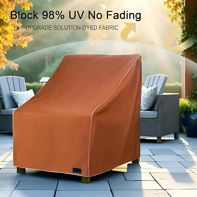 NettyPro Patio Chair Covers Waterproof for Outdoor Furniture 2 Pack, Lawn Lounge Deep Seat Dining Chair Covers Small, 28W x 30D x 28H inches, Brown