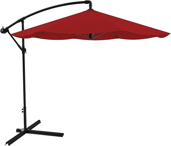 10 Ft Offset Cantilever Patio Umbrella - Fade-Resistant Shade Umbrella Outdoor Patio Canopy with Cross Base for Garden, Lawn, Deck, Yard or Pool by Pure Garden