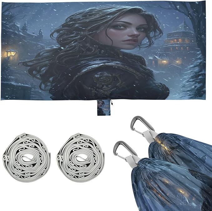 Game Anime Winter Playroom Outdoor Hammock with Tree Straps Hanging Hammock for Outside Beach Patio Garden