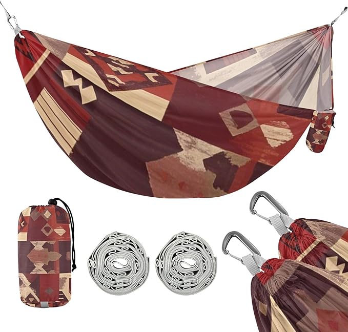 Boho Reddish Brown Regular Texture 330lb Capacity Camping Hammocks with Hanging Rope Indoor Hammock for Indoor Outdoor Patio hamaca para acampar