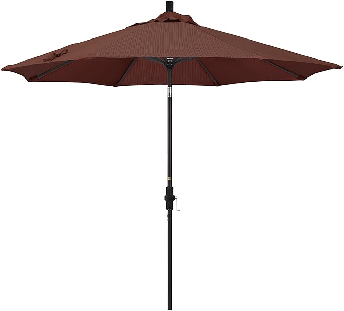 California Umbrella 9' Round Aluminum Patio Umbrella, Crank Lift, Collar Tilt, Bronze Pole, Terrace Adobe Olefin