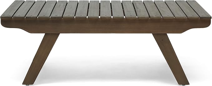 Christopher Knight Home Sedona Outdoor Acacia Wood Loveseat and Coffee Table Chat Cushion Patio Furniture Conversation Sets, 65 "W x 28.25 "D x 29.5 "H, Gray + Dark Gray