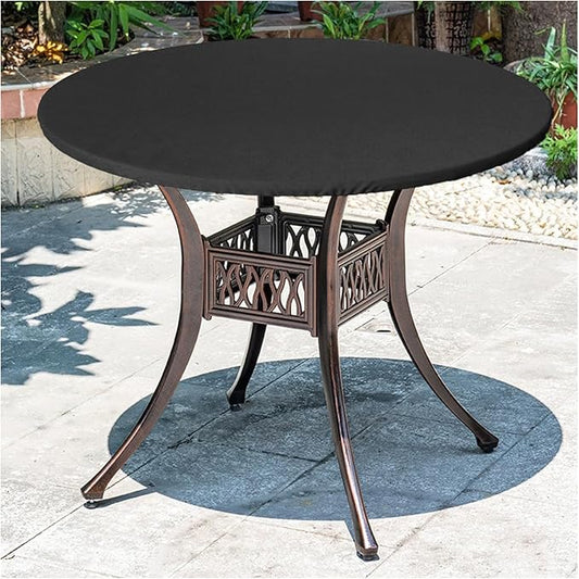 Waterproof Patio Table Cover 600D for 46" - 48" in Diameter Round Patio UV Resistant Elastic Hem Outdoor Garden Round Table Top Cover Black Patio Table Cover Black