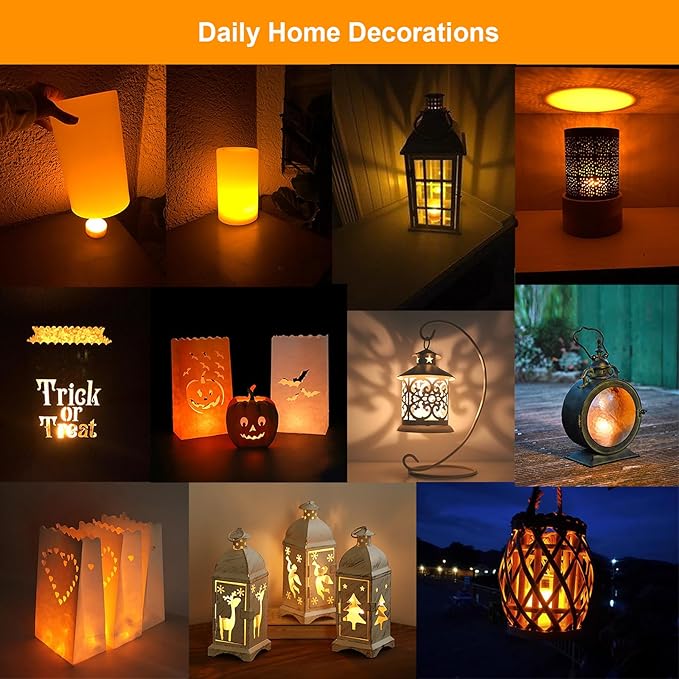 12 Pack Halloween Pumpkin Lights with Remote / Timer, Bright Flickering Battery Operated LED Light Flameless Candle Set for Pumpkin Décor Jack-O-Lantern Halloween Party Home Decorations, Orange Color
