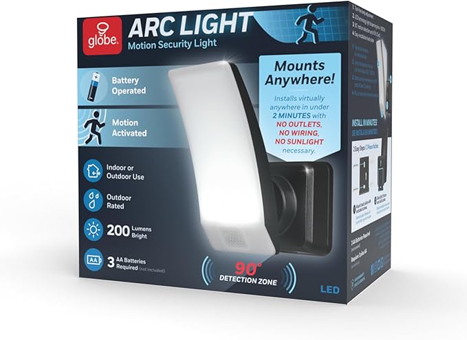 Globe-Electric 17000146 Globe Electric LED Battery Powered Arc Light Security Light