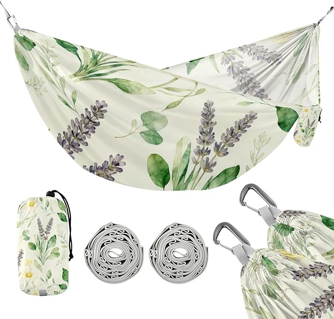 Lavender and Daisy Field Hammocks for Camping with Portabl Carry Bag Hanging Hammock Outside Beach Patio Garden