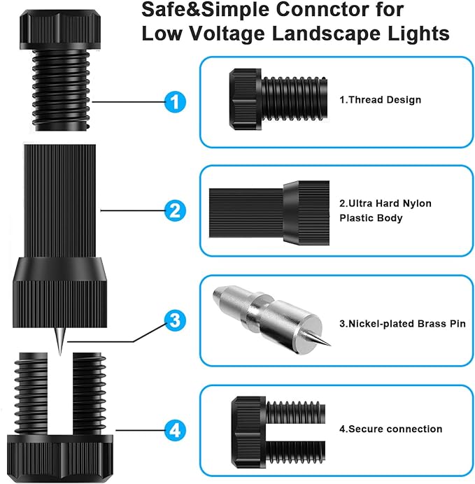 iCreating 36Pack Low Voltage Wire Connector, Landscape Lighting Connectors Waterproof for 12/2 14/2 Gauge Landscape Lighting Cable Connectors for Outdoor Path Lights Spotlights In-Ground Lights