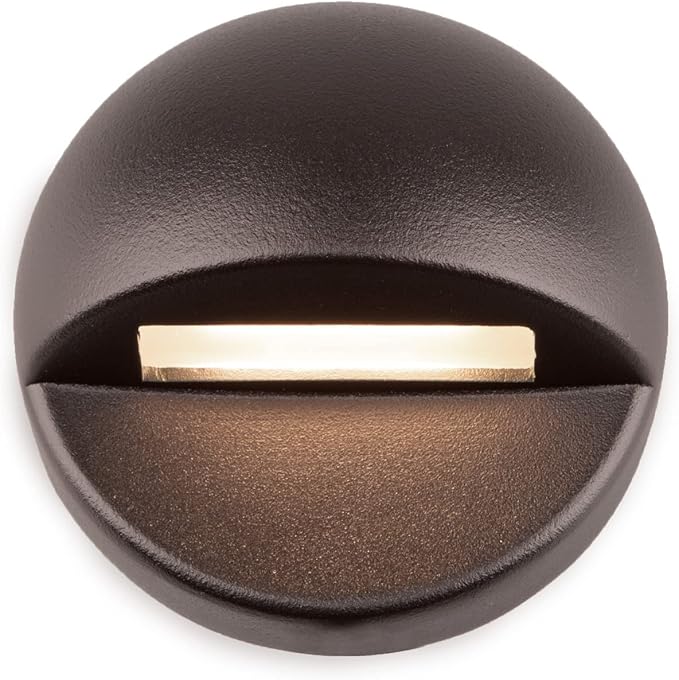 WAC Landscape Lighting, Round LED 12V Deck and Patio Light 2700K Warm Built-in LED in Solid Brass Coated with Bronze