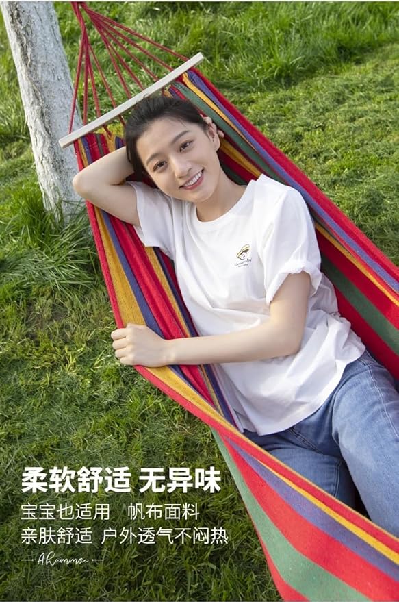 Camping Portable Hanging Hammock Indoor Home Bedroom Hammock Lazy Chair Travel Outdoor Swing Chair Thick Canvas Bed Hammocks,Used for Backpacking, Beach, Courtyard, Hiking..