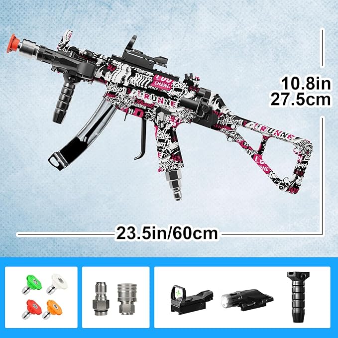 Swivel Pressure Washer Gun 3600 PSI – Easy Pull Trigger Handle with 3/8" Quick Connect Plug, Foam Cannon Compatible for Car, Home & Outdoor Cleaning (Black & Pink Graffiti)