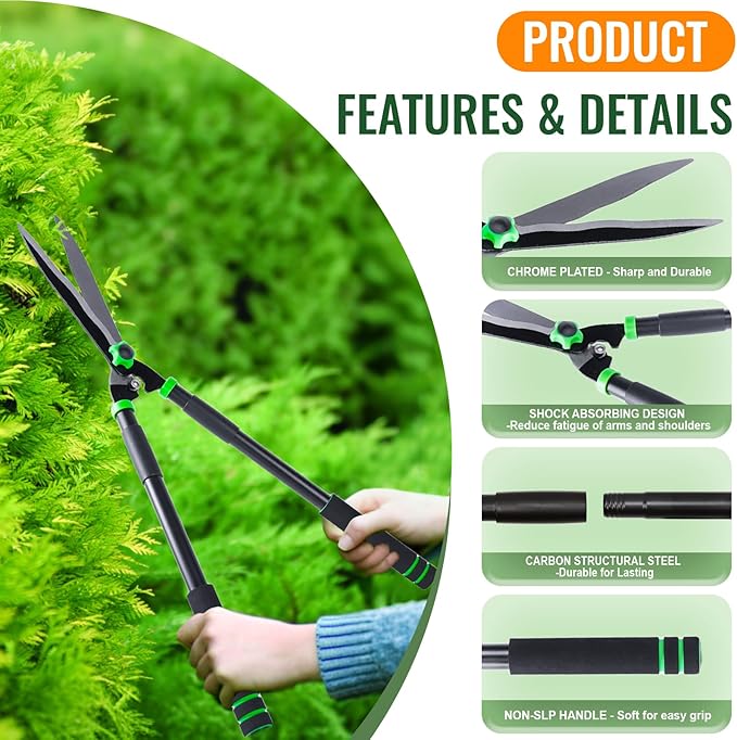 29.9" Hedge Shears,Professional Pruning Shears For Gardening,Sharp Hedge Clippers Handheld With Comfort Grip Handles,Carbon Steel Garden Clippers Handheld for Precise Trimming Gardening Tools