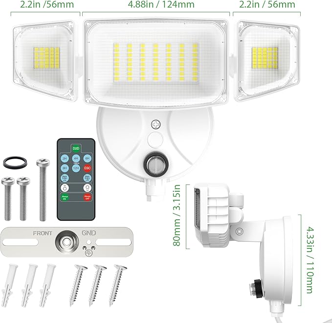 iMaihom 100W Dusk to Dawn Outdoor Lighting, 10000LM Plug in Flood Lights with Remote Control, 2 Modes IP65 Waterproof Led Exterior Security Light with Photocell, 6500K Floodlight for Yard Garage White