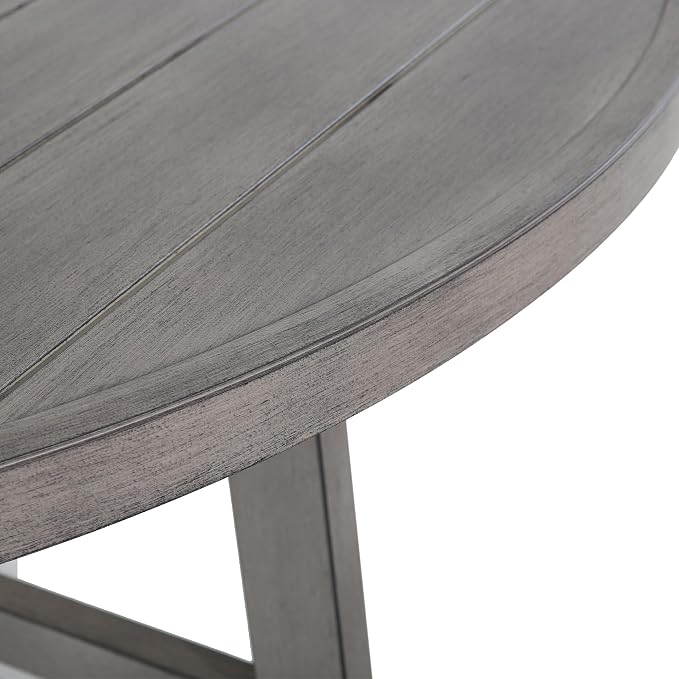 Ulax furniture Outdoor Dining Table 60 Inch Round - Aluminum Patio Table with Umbrella Hole, Weather-Resistant Garden Table for 6 (Grey)
