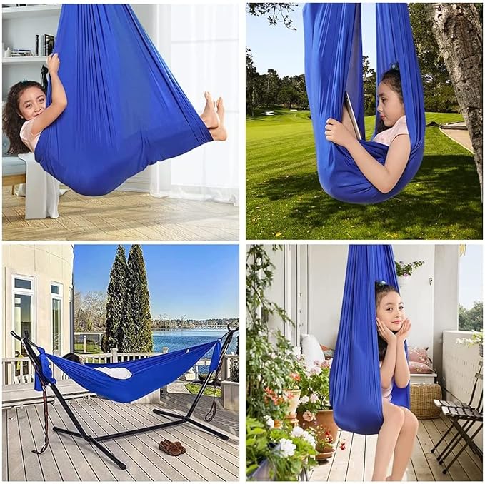 Sensory Swing for adults kids Indoor outdoor Therapy Swing Calming Snuggle Hammock durable soft strong fabric swing Great for Sensory Integration stimulation ( Color : Green , Size : 1.5M x 2.8M )