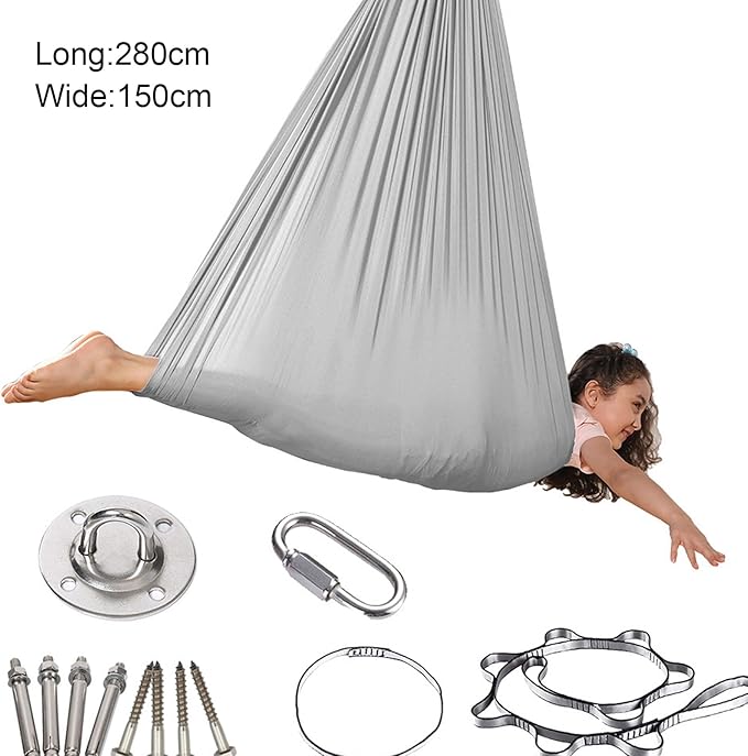 Talent Star Sensory Swing,Children Hammock,Sensory Swing for Kids with Special Needs Therapy Swing Cuddle Swing Indoor Outdoor for Child & Adult with Aspergers Sensory Integration Silver Gray