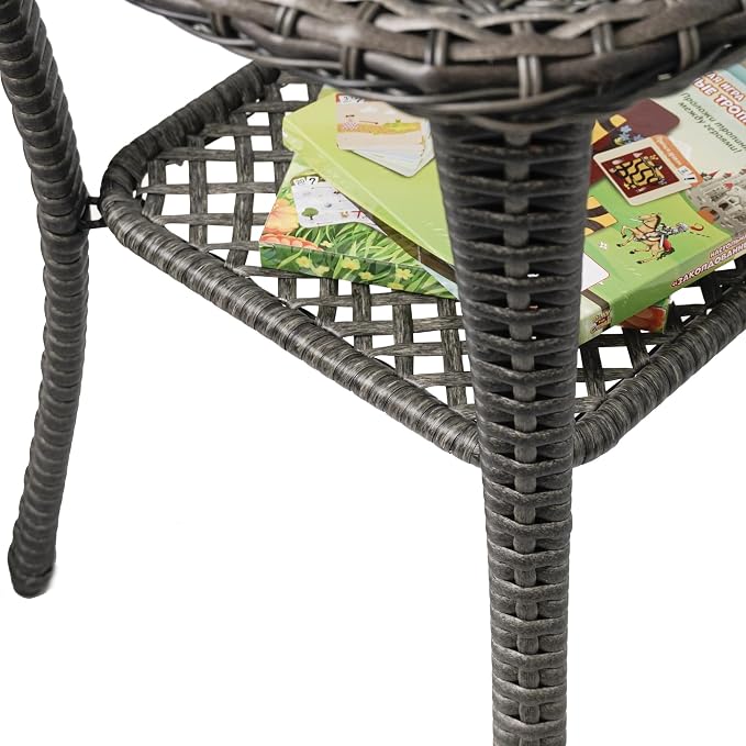 Outdoor Patio Coffee Tables, All Weather Resin Rattan Patio Glass Coffee Table, for Garden Backyard Lown Porch