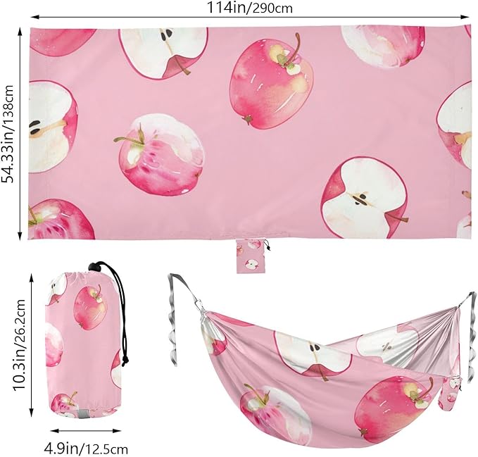 Cute Cartoon Pink Fruit 330lb Capacity Outdoor Hammocks with Portabl Carry Bag Cloth Hammock for Outside Beach Patio Garden jamaca para Patio