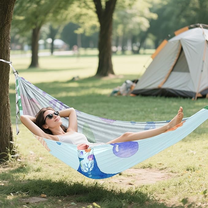 Childish Watercolor Under Marine Starfish Colorful 330lb Capacity Outdoor Hammocks Hanging Hammock for Indoor Outdoor Patio Silla colgante para Patio Exterior
