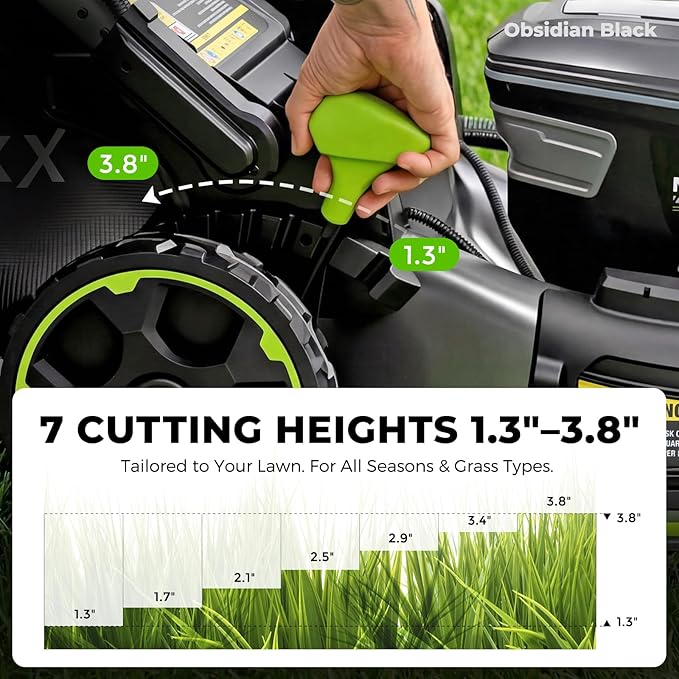 NovorikX 60V Cordless Lawn Mower with 2X5.0Ah Battries, 21" Self Propelled Electric Lawn Mower, Brushless Motor, LED Headlight 3 in 1 Mulching Bagging Side Discharge Obsidian Black