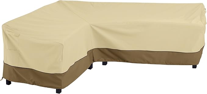 Classic Accessories 55-881-011501-RT Facing, Large Veranda Patio L-Shaped Sectional Sofa Cover, Left, Pebble, Patio Furniture Covers