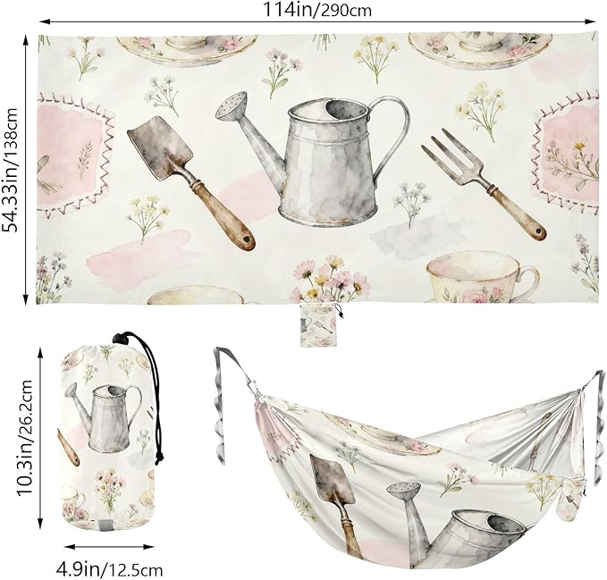 Vintage Tea Set Hammocks with Tree Straps Swing Hammock for Indoor Outdoor Patio