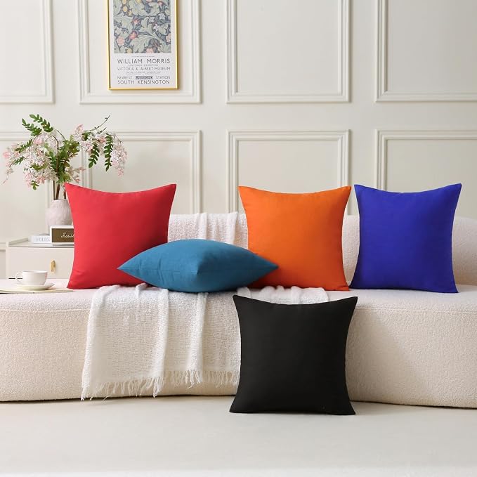 Outdoor Throw Pillows with Inserts, Waterproof Pillows for Outdoor Seating, Square Decorative Garden Cushion for Patio Furniture, Bed, Couch, Sofa(Klein Blue, 18" x 18" (Pack of 2))