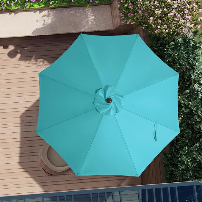 ABCCANOPY 10ft Outdoor Umbrella Replacement Top Suit 8 Ribs (Turquoise)