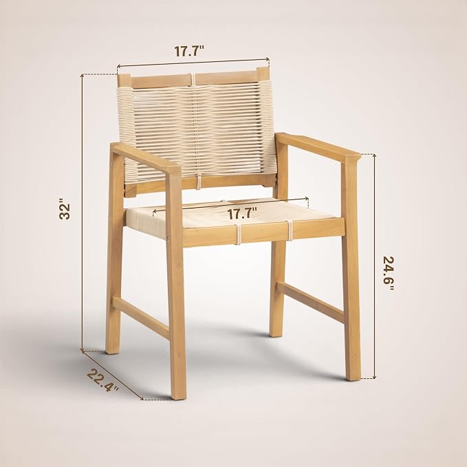 NTC Flexa Extendable Outdoor Dining Table, 63"–94.5" Solid Wood Patio Table for Patio Dining Sets with 6 Luno Chairs Weather Resistant, Easy Assembly, Natural