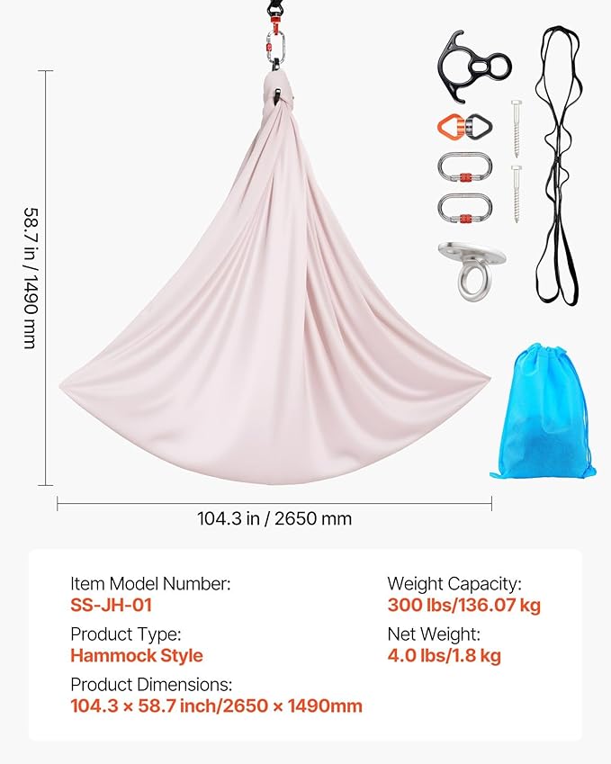 Professional Aerial Yoga Hammock & Swing, 300 lbs Capacity with 360° Swivel & Ceiling Mount Kit, for Fitness, Studio and Family Use