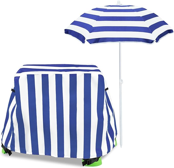 Kids Water Table Umbrella and Cover, Heavy-Duty 600D Waterproof Anti-UV Dustproof Water Table Cover with Umbrella, Compatible with Step2 Rain Showers Splash Pond Water Table, Blue