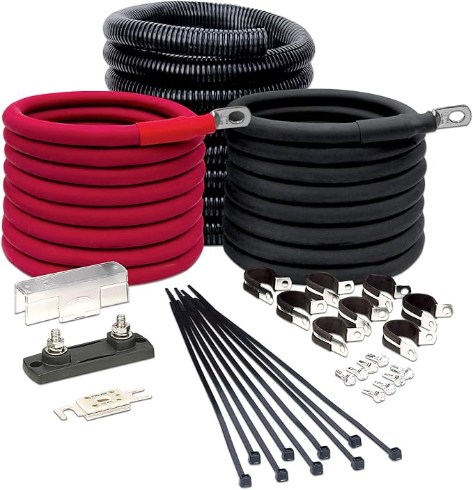 Tundra Heavy Duty Installation Kit for Truck Power Inverters M1500/ S1200/ M2524/ S2524 (24V) | Highest Safety Rating Cables with Short-Circuit & Overload Protection (6ft) (CM1506)