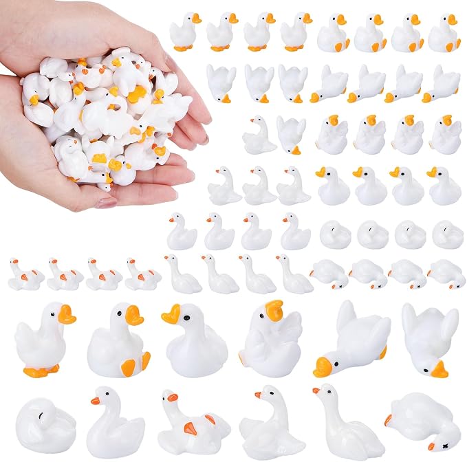 48Pcs Mini Resin Gooses Figurines 12 Styles Small Resin Geese | Garden Goose Accessories for Party Favors Bag Fillers Dollhouse Decor