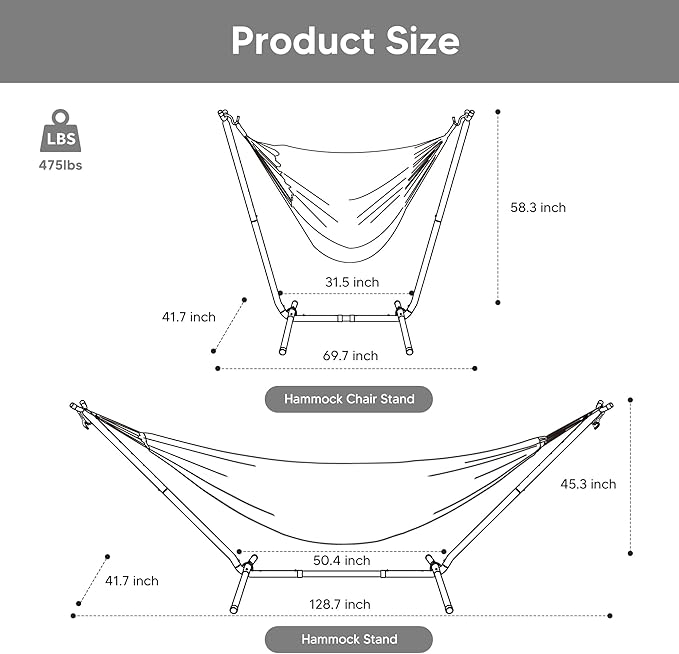 SUNCREAT 2-in-1 Convertible Swing Chair with Stand Included, Outdoor Hammocks for Outside, Patented, Green Strip