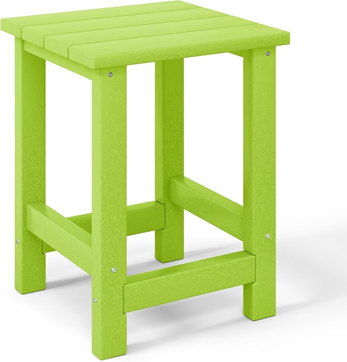 WestinTrends Malibu Kids Outdoor Patio Furniture HDPE Adirondack Square Side Table, Lime