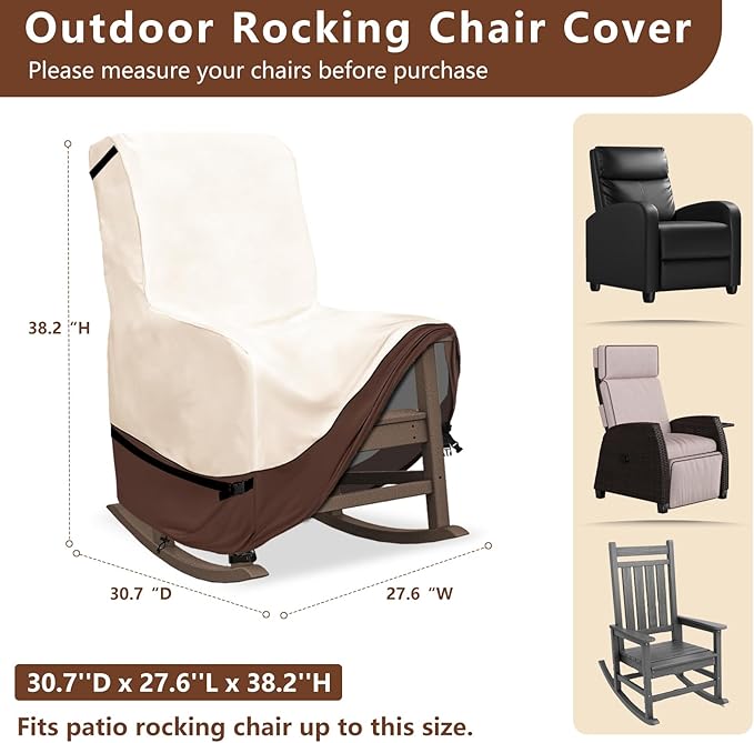 Outdoor Rocking Chair Covers,600D Heavy Duty Waterproof Outdoor Chair Covers,Outdoor Furniture Covers for All Weather Protection