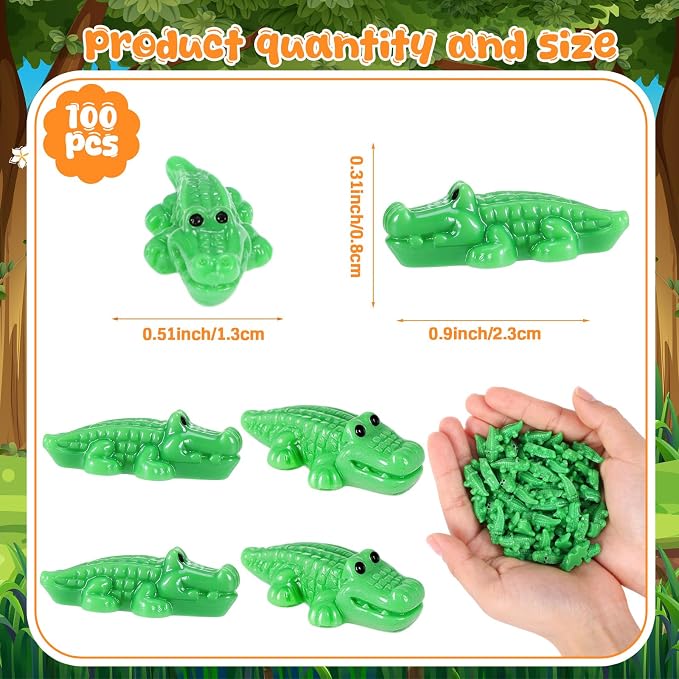 Geelin 100 Pcs Mini Alligator Figurines Bulk Mini Resin Crocodiles Figurines Small Alligator Figure Resin Tiny Animals for Landscape Aquarium Garden Desktop (Classic)