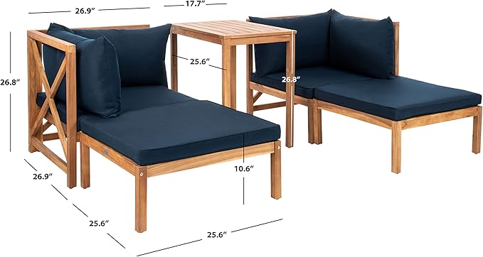 SAFAVIEH PAT6762A Outdoor Collection Ronson 5-Piece Dining Set