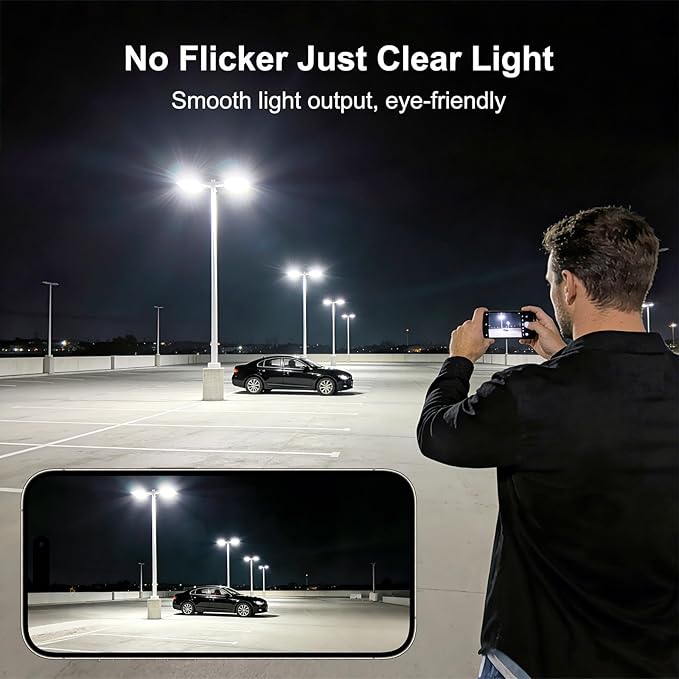 100W LED Flood Lights Outdoor with Photocell & Remote, 14000lm Dusk to Dawn LED Parking Lot Light, 6500K Daylight Security Light, IP67 Waterproof Stadium Lights for Garten Yard