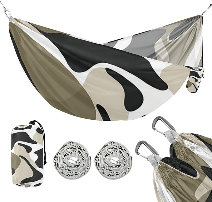 Black and White Design Military Brown 330lb Capacity Hammocks for Camping with Tree Straps Cloth Hammock for Outside Patio Garden hamaca inflable para Piscina