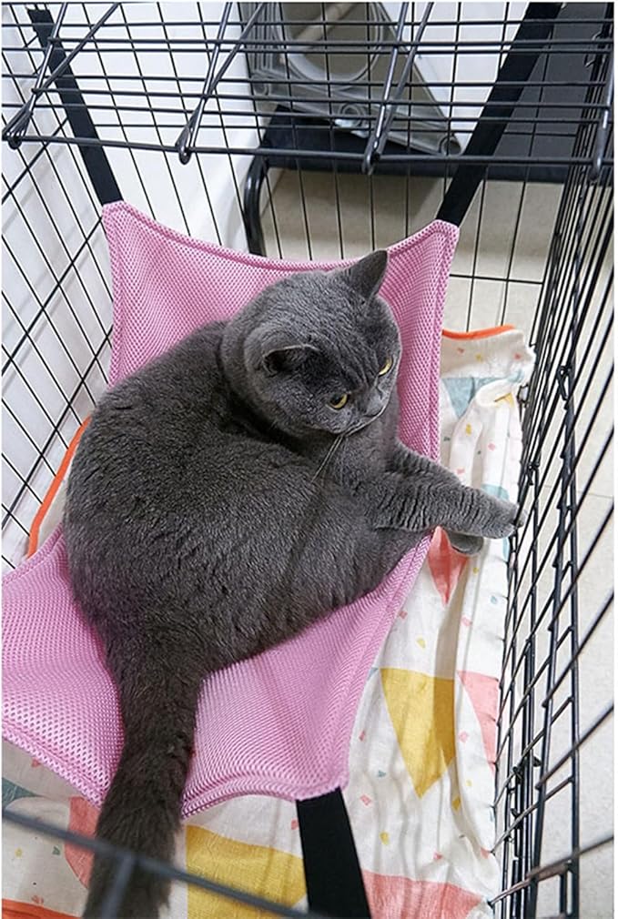 Agatige Cat Hanging Hammock, Breathable Mesh Pet Hammock Bed Soft Pet Swing with Hooks for Cats Ferret Puppy Rabbits Small Animals Summer Rest (27×27cm)