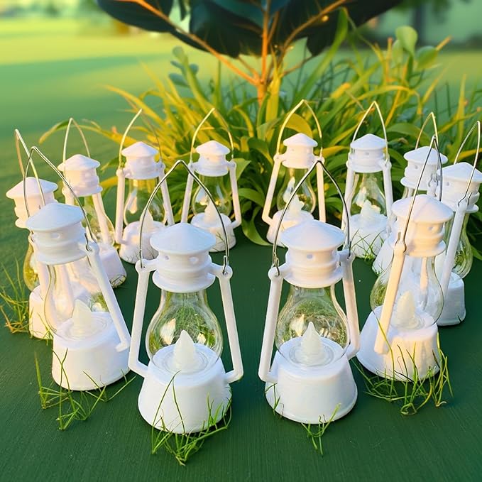 12 Pack Mini Lantern for Little Cowboy Centerpieces Tables Ideas Western Party Favor Decorations Wedding Decor Camping with 4inch Flickering LED Candle, Vintage Table Toppers Decorative