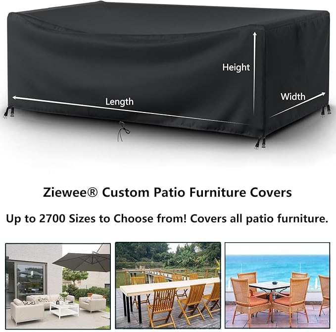 Patio Furniture Covers 72" L x 24" W x 30" H Outdoor Table Furniture Cover Waterproof Rectangle 600D Patio Sectional Couch Set Cover for Deck Lawn and Backyard Wind Dust Proof Anti-UV 180x60x75cm