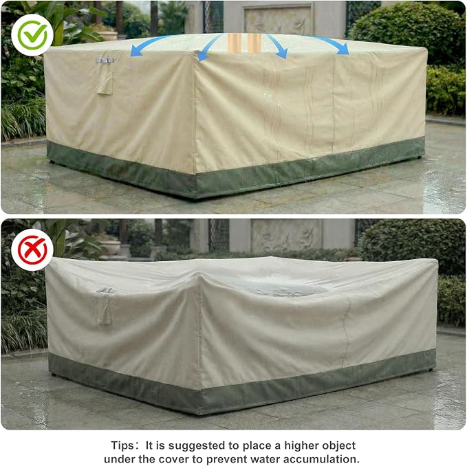 BPS Patio Furniture Cover for Outdoor Table and Chairs, 600D Waterproof and Anti-UV Patio Sectional Set Cover for Outside General Purpose Furniture, 130''L x 88''W x 32''H