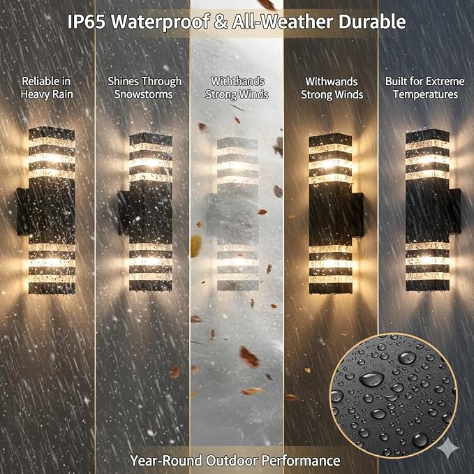6Pack 15inch Outdoor LED Wall Lights,18W Outdoor Up&Down Wall Light Aluminum Body 4000K Day White Waterproof IP65 Outside Wall Lights 1800LM Outdoor Wall Mount Lights for Wall porch Garage Garden