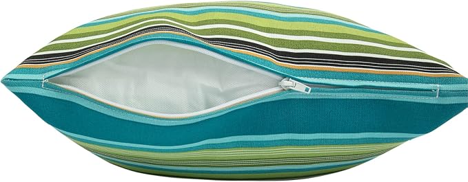 FUNHOME Outdoor Throw Pillows 18x18 inch,Decorative Throw Pillow with Insert Set of 2,Water Resistant Pillow for Patio Furniture Sofa Couch Chair(Green Stripe)