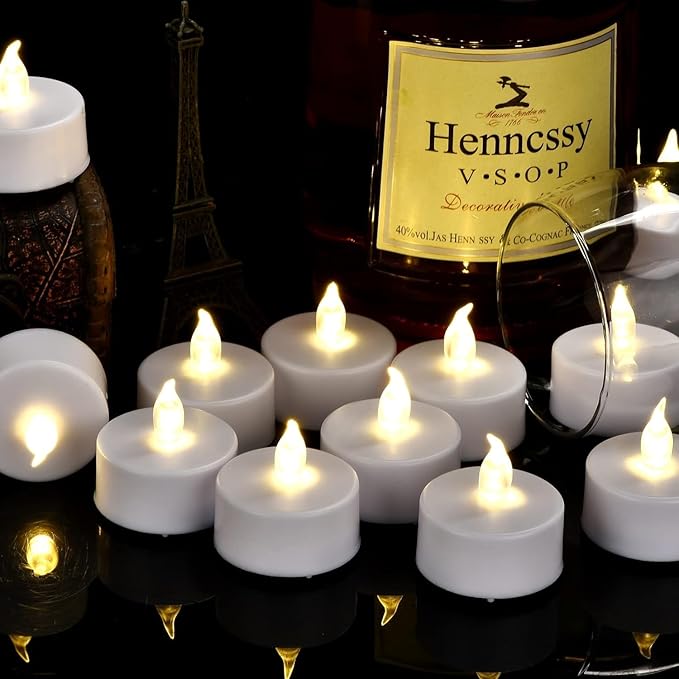 Hanzim Tea Light Candles with Remote Control,Flickering Flameless LED Candle,Long Lasting 400+Hours,Battery Operated with Timer for Home Decoration Seasonal &Festival Celebration WarmWhite (24pcs)