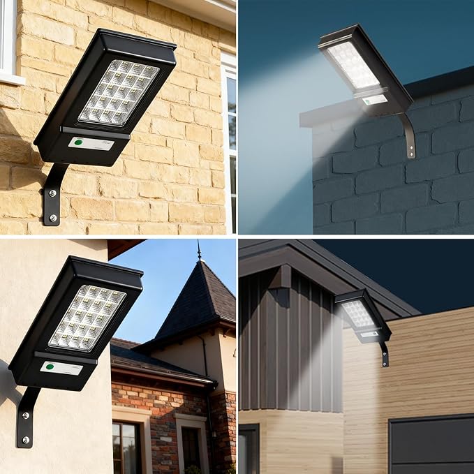 Solar Street Light Outdoor 2000LM, 6500K LED Floodlight with Motion Sensor, Dusk to Dawn Security Lighting, IP67 Waterproof Solar Powered Light for Yard, Garden, Driveway (1 Pack)