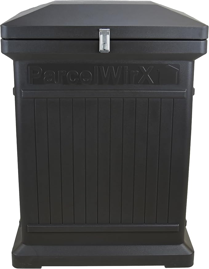 RTS Home Accents ParcelWirx Premium Vertical Storage Cabinet/Lockable Package Delivery Box with Hinged Lid, Graphite